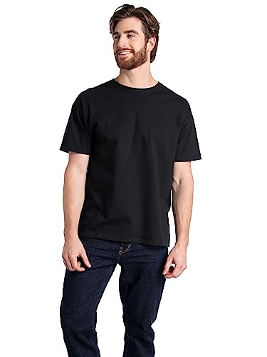 Fruit of the Loom Men's Eversoft Cotton T-Shirts (S-4XL), Crew-2 Pack-Black, 4X-Large