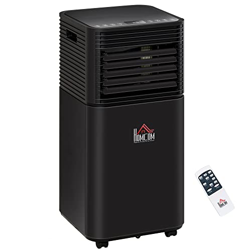 HOMCOM 10000 BTU Mobile Portable Air Conditioner for Home Office Cooling, Dehumidifier, Ventilating, Portable AC Unit with Remote, LED Display, 24H Timer, Auto Shut-Down, Black