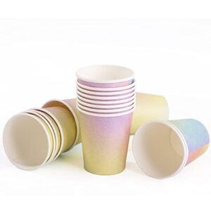 Gudvilla 200Pcs Pastel Plates Rainbow Birthday Paper Plates Decorations Party Supplies Disposable Paper Plates and Napkins Cups for Baby Showers Bridal Party Wedding,Serves 50