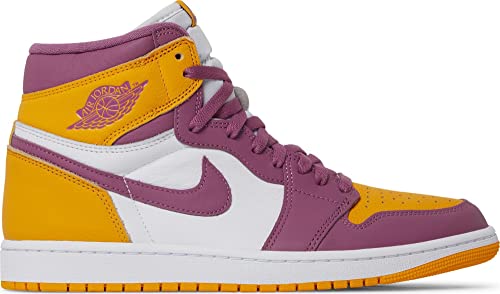 Nike Men's Air Jordan 1 High Retro OG 'Brotherhood' Basketball Shoes, University Gold/Light Bordeaux, 9