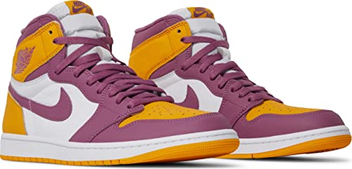 Nike Men's Air Jordan 1 High Retro OG 'Brotherhood' Basketball Shoes, University Gold/Light Bordeaux, 9