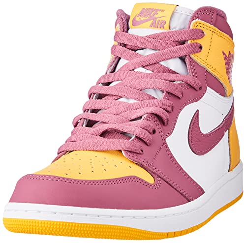 Nike Men's Air Jordan 1 High Retro OG 'Brotherhood' Basketball Shoes, University Gold/Light Bordeaux, 10