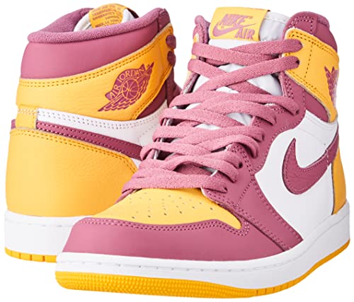 Nike Men's Air Jordan 1 High Retro OG 'Brotherhood' Basketball Shoes, University Gold/Light Bordeaux, 10