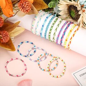 Yaomiao 36 Pieces Friendship Bracelets Braided Bead Bracelets Stackable String Woven Bracelets Stretch Waterproof Adjustable Bracelet String for Women Teen Girls