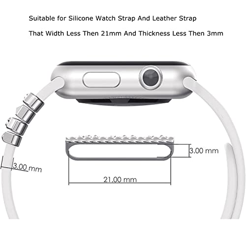 3PCS/Set Bead Decorative Ring for Apple Watch Series 8 7 6 5 4 3 2 1 iWatch 45mm 41mm Watch Strap Loops ,Tomcrazy Diamond Charms for Bands Any Width 20mm Samsung Galaxy Watch 4 44mm 40mm 3 Active 2 Vivomove Huawei Watch 2 Pro (#h)