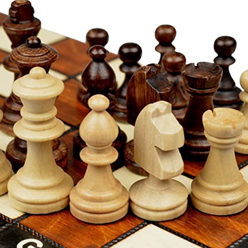 Chess and games shop Muba Wooden Tournament Chess Set with Wooden Board and Chess Pieces - Chessmen - European (10.5.'' (27cm) - Magnet)