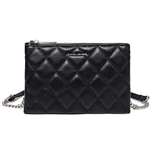 quilted black crossbody bags for women,faux leather lightweight small functional shoulder purses with chain strap stylish clutch purse