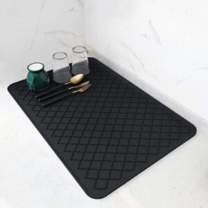 amoami-dish drying mats for kitchen counter heat resistant mat kitchen gadgets kitchen accessories (16" x 24", black)