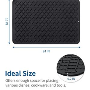 AMOAMI-Dish Drying Mats for Kitchen Counter Heat Resistant Mat Kitchen Gadgets Kitchen Accessories (16" x 24", BLACK)