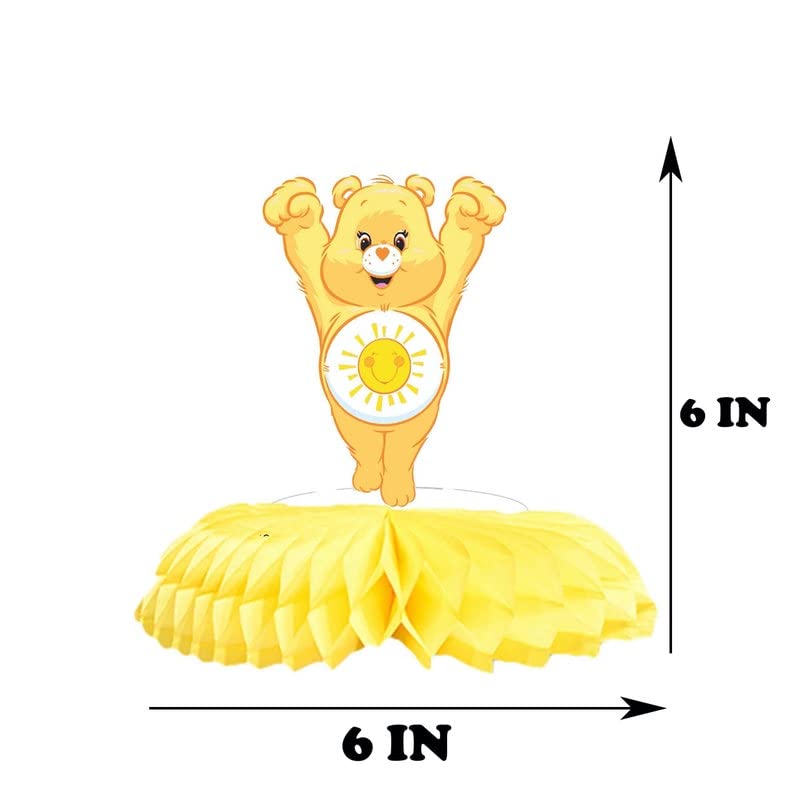 5 Pcs Cartoon Bears Party Honeycomb Centerpieces Birthday Decorations for Theme Table Toppers, 6 Inches