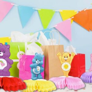 5 Pcs Cartoon Bears Party Honeycomb Centerpieces Birthday Decorations for Theme Table Toppers, 6 Inches