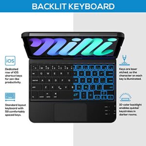 typecase Touch Keyboard Case for iPad Mini 6: 2021 8.3-inch 6th Generation, Touchpad 10 Colors Wireless Backlit Keyboard, 360 Rotatable iPad Mini 6 Keyboard, Slim Protective Cover Folio (Black)