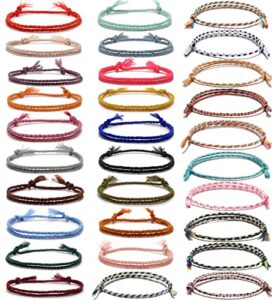 samoco 30 pcs handmade woven wrap friendship braided bracelet for women colorful wrist cord adjustable birthday gifts-party favors