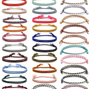 SAMOCO 30 Pcs Handmade Woven Wrap Friendship Braided Bracelet for Women Colorful Wrist Cord Adjustable Birthday Gifts-Party Favors