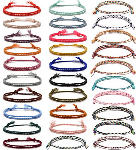 SAMOCO 30 Pcs Handmade Woven Wrap Friendship Braided Bracelet for Women Colorful Wrist Cord Adjustable Birthday Gifts-Party Favors