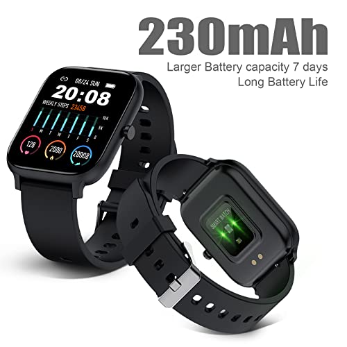 TORJALPH Smart Watch for Men Women Compatible with iPhone Samsung Android Phone 1.69 inch Full Touch Screen IP68 Waterproof Bluetooh Fitness Tracker Heart Rate / Sleep Monitor, Black