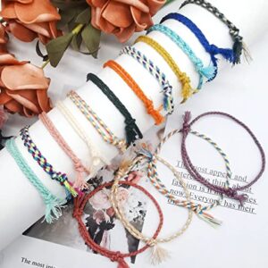 SAMOCO 30 Pcs Handmade Woven Wrap Friendship Braided Bracelet for Women Colorful Wrist Cord Adjustable Birthday Gifts-Party Favors