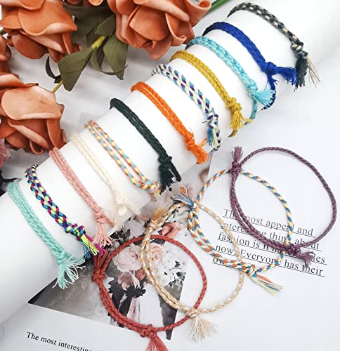 SAMOCO 30 Pcs Handmade Woven Wrap Friendship Braided Bracelet for Women Colorful Wrist Cord Adjustable Birthday Gifts-Party Favors