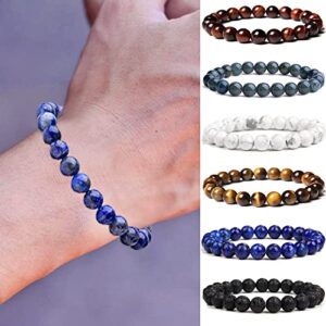 SAMOCO 1-12Pcs 8mm Stone Semi-Precious Gemstones Beaded Bracelets for Men Women Healing Crystal Stretch Beaded Bracelet Unisex