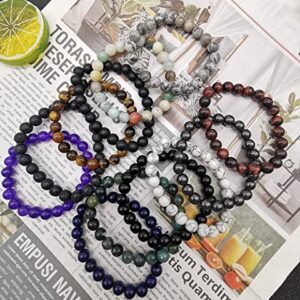 SAMOCO 1-12Pcs 8mm Stone Semi-Precious Gemstones Beaded Bracelets for Men Women Healing Crystal Stretch Beaded Bracelet Unisex