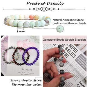 SAMOCO 1-12Pcs 8mm Stone Semi-Precious Gemstones Beaded Bracelets for Men Women Healing Crystal Stretch Beaded Bracelet Unisex