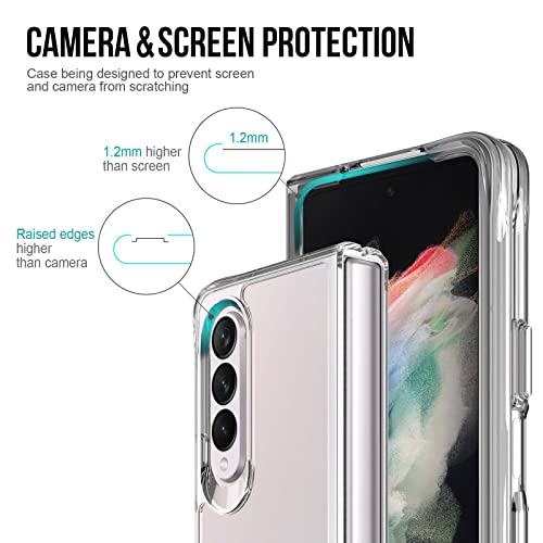 LTLGHYL Cover for Samsung Galaxy Z Fold 3, Ultra-Thin Transparent Solid PC Shockproof Anti-Scratch Bumper Case with Camera Protection Non-Slip Grip Protective Cover
