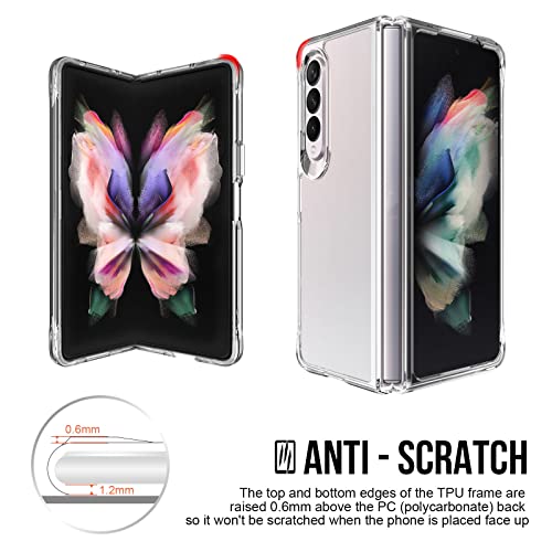LTLGHYL Cover for Samsung Galaxy Z Fold 3, Ultra-Thin Transparent Solid PC Shockproof Anti-Scratch Bumper Case with Camera Protection Non-Slip Grip Protective Cover