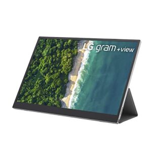 lg gram +view 16 inch portable wqxga (2560 x 1600) ips monitor, 16:10 aspect ratio, dci-p3 99% color, usb-c connectivity, landscape & portrait orientation, with folio cover/stand (16mq70.adsu1)