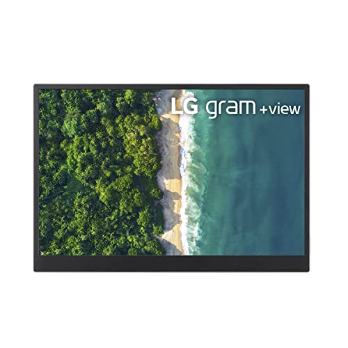 LG Gram +View 16 Inch Portable WQXGA (2560 x 1600) IPS Monitor, 16:10 Aspect Ratio, DCI-P3 99% Color, USB-C Connectivity, Landscape & Portrait Orientation, with Folio Cover/Stand (16MQ70.ADSU1)