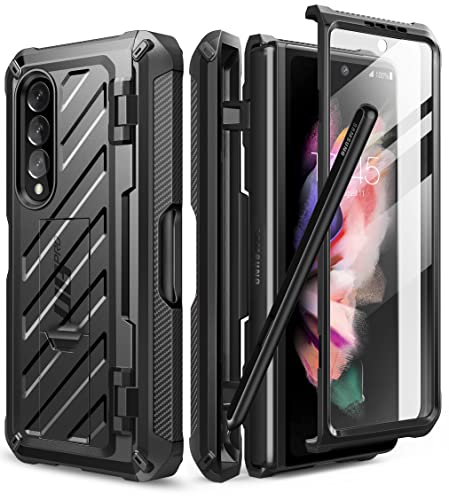 SUPCASE Unicorn Beetle Pro Series Case for Samsung Galaxy Z Fold 3 5G (2021), Full-Body Dual Layer Rugged Case with Built-in Screen Protector & Kickstand & S Pen Slot (Black)