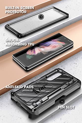 SUPCASE Unicorn Beetle Pro Series Case for Samsung Galaxy Z Fold 3 5G (2021), Full-Body Dual Layer Rugged Case with Built-in Screen Protector & Kickstand & S Pen Slot (Black)