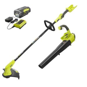 Ryobi 40V Cordless Battery Attachment Capable String Trimmer and Leaf Blower Combo Kit (2-Tools) w/ 4.0 Ah Battery & Charger