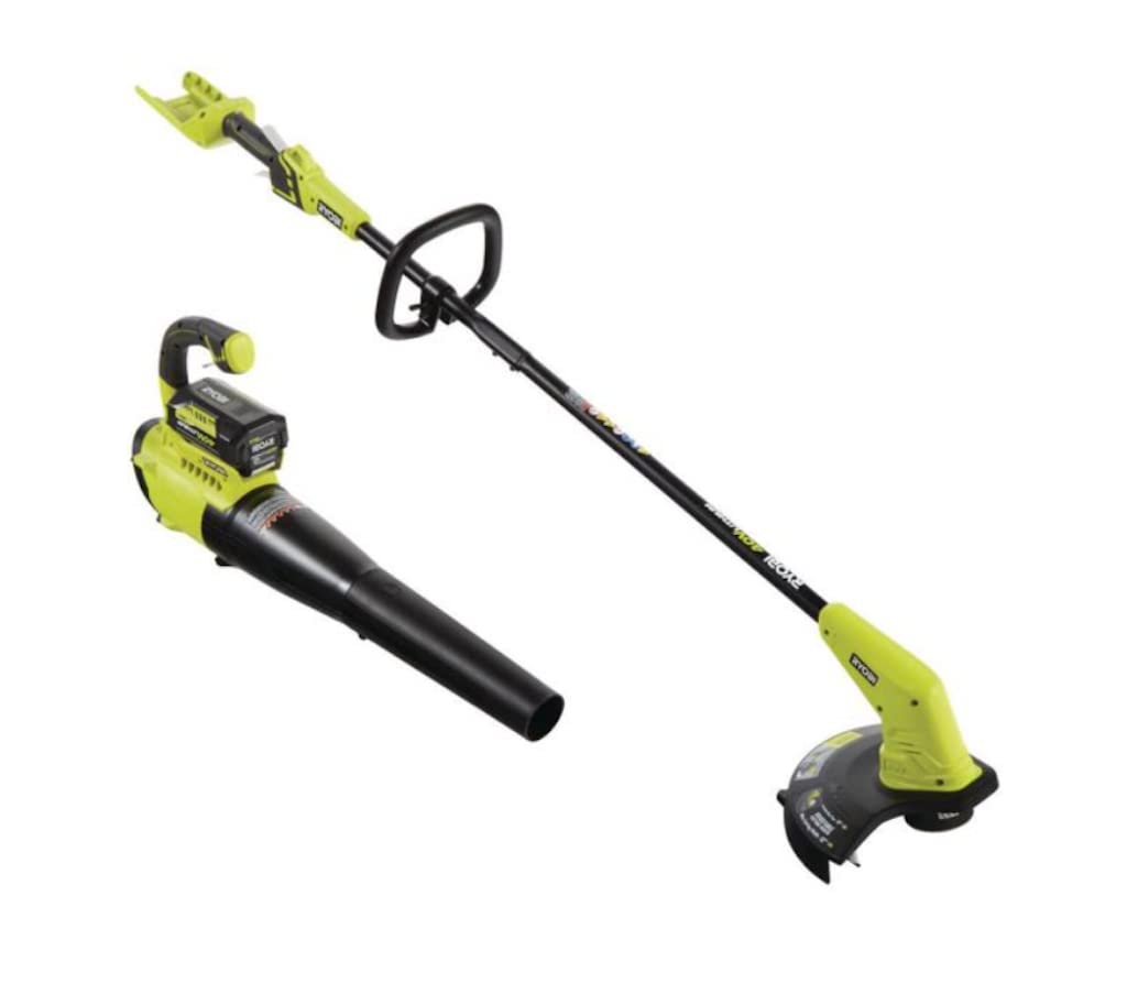 Ryobi 40V Cordless Battery Attachment Capable String Trimmer and Leaf Blower Combo Kit (2-Tools) w/ 4.0 Ah Battery & Charger