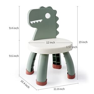 Toddler Chair,Plastic Kids Dino Chair,Sturdy Durable and Lightweight Toddler's Activity Chairs,Anti-Slip Ergonomic Design Kids Step Stool,Indoor or Outdoor Use for Boys Girls Aged 1+ (Green)