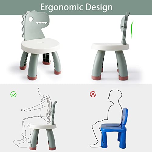 Toddler Chair,Plastic Kids Dino Chair,Sturdy Durable and Lightweight Toddler's Activity Chairs,Anti-Slip Ergonomic Design Kids Step Stool,Indoor or Outdoor Use for Boys Girls Aged 1+ (Green)