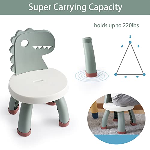 Toddler Chair,Plastic Kids Dino Chair,Sturdy Durable and Lightweight Toddler's Activity Chairs,Anti-Slip Ergonomic Design Kids Step Stool,Indoor or Outdoor Use for Boys Girls Aged 1+ (Green)