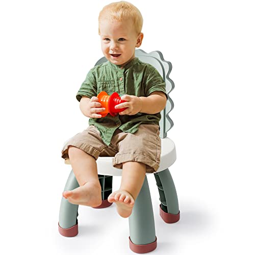Toddler Chair,Plastic Kids Dino Chair,Sturdy Durable and Lightweight Toddler's Activity Chairs,Anti-Slip Ergonomic Design Kids Step Stool,Indoor or Outdoor Use for Boys Girls Aged 1+ (Green)