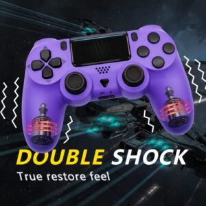 2 Pack Wireless Controller for Playstation 4, Qyszy88 Wireless Controller for Sony PS4/Pro/Slim/, with Double Shock/Stereo Headset Jack/Touch Pad/Six-axis Motion Control，Great Gamepad Gift (Blue+Purple)