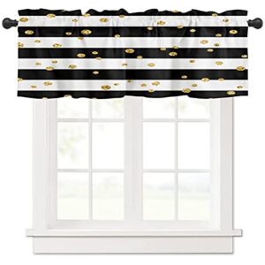 valances for windows kitchen curtain valance rod pocket minimalist black white stripes gold dots light filtering window treatment insulated or home bedroom cafe decor