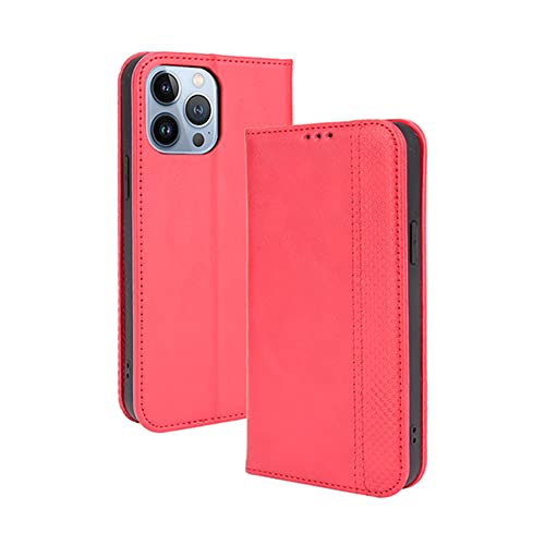 NATUMAX Wallet Folio Case for LG V60 THINQ 5G, Premium PU Leather Slim Fit Cover for V60 THINQ 5G, 2 Card Slots, Horizontal Viewing Stand, Small Lattice, Red