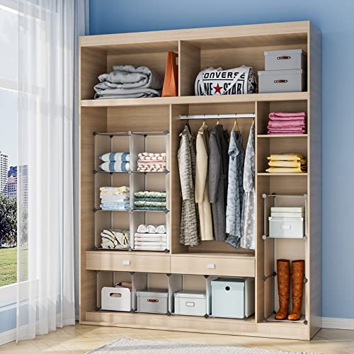 Wolizom Cube Storage Organizer, 6-Cube Semitransparent Closet Storage Shelves, Modular Units, Closet Cabinet, Portable DIY Plastic Book Shelf Shelving for Bedroom, Office, Living Room (12"X12"X12")