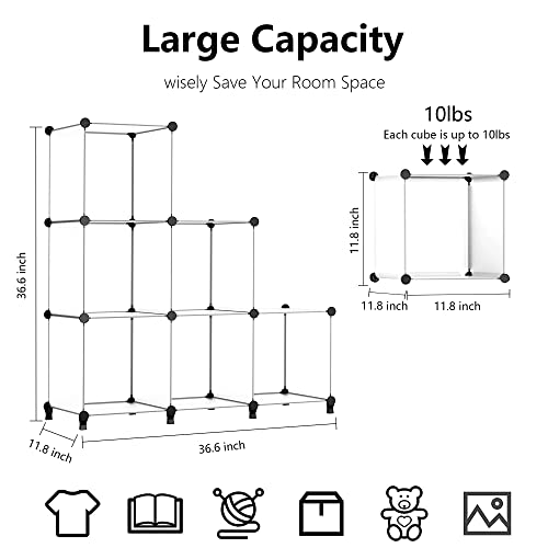 Wolizom Cube Storage Organizer, 6-Cube Semitransparent Closet Storage Shelves, Modular Units, Closet Cabinet, Portable DIY Plastic Book Shelf Shelving for Bedroom, Office, Living Room (12"X12"X12")