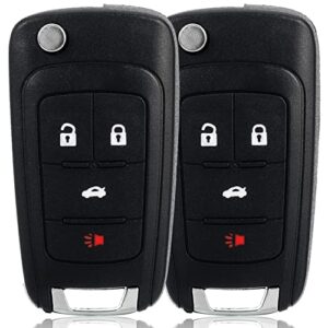 key fob keyless entry remote compatible with chevy cruze/camaro/impala/equinox/gmc terrain/buick lacrosse/regal/verano/encore 2010-2019 4 buttons car key replacement for oht01060512 (2 packs)