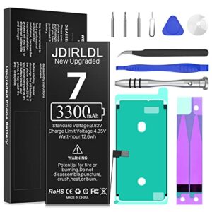 jdirldl 3300mah battery for iphone 7, (2023 new version) high capacity li-ion polymer replacement battery for iphone 7 compatible with a1660/a1778/a1779, with full repair tools