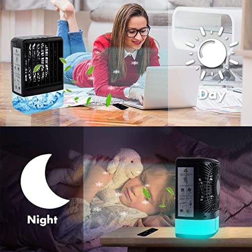 Portable Air Conditioner Fan, Personal Air Cooler, Built in 4000mAh Battery With Remote, Evaporative Mini Air Conditioner Humidifier Fan for Bedroom/Home/Office/Camping.