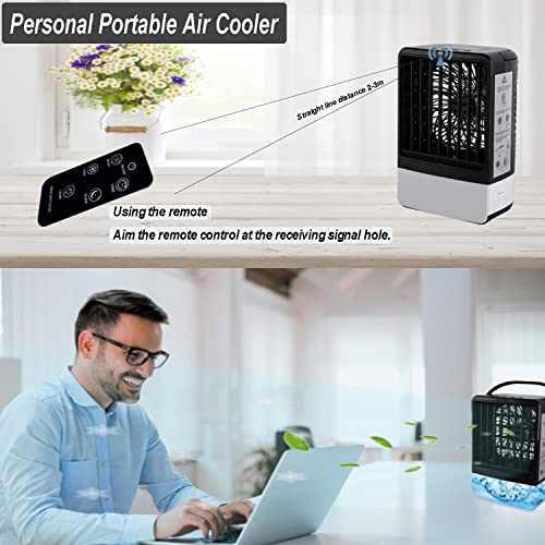 Portable Air Conditioner Fan, Personal Air Cooler, Built in 4000mAh Battery With Remote, Evaporative Mini Air Conditioner Humidifier Fan for Bedroom/Home/Office/Camping.