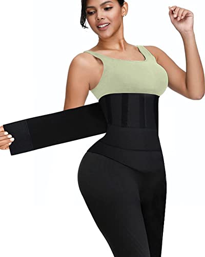 Waist Trainer for Women , Plus Size, Waist Wrap, Belly Band , Waist Wraps For Stomach & Non-Slip Pro Size Black