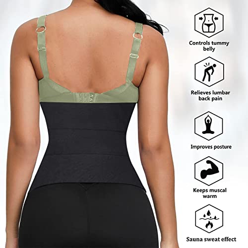 Waist Trainer for Women , Plus Size, Waist Wrap, Belly Band , Waist Wraps For Stomach & Non-Slip Pro Size Black