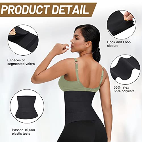 Waist Trainer for Women , Plus Size, Waist Wrap, Belly Band , Waist Wraps For Stomach & Non-Slip Pro Size Black