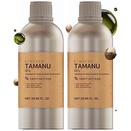 ETHERVA Cold Pressed Tamanu Oil | From Unrefined, Raw, Wild Grown Organic Tamanu Seeds | Vegan Indian Tamanu Oil For Skin, Body, Hair | Rich in Fatty Acids, Antioxidants | 1,240 ml (41.92 fl. oz.)